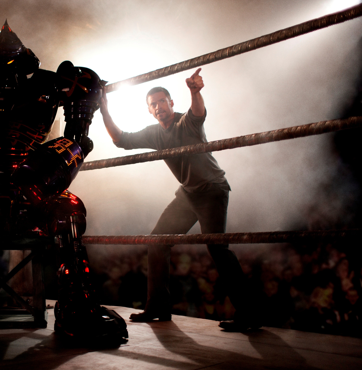 See Hugh Jackman Teaching Robots To Box In Real Steel Giant Freakin