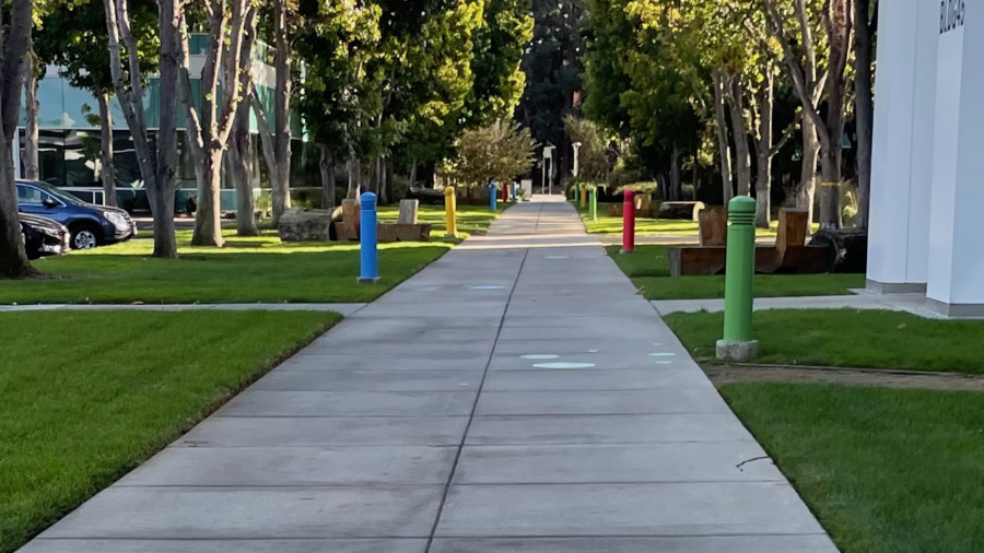 Empty pathways at Google campus during the Creator Event