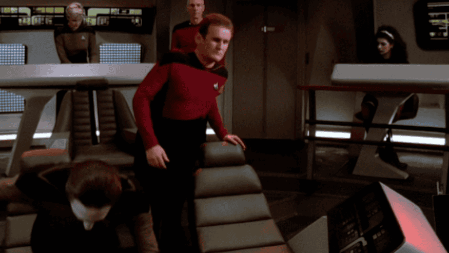 Chief O'Brien in Star Trek: The Next Generation episode 1